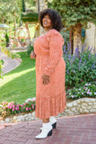 First Kiss Long Sleeve Maxi Dress In Rust