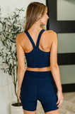 Gym and Juice Ribbed Knit Square Neck Tank in Navy