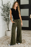 Lounge Line Wide Leg Sweats in Dark Olive