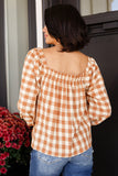 One Fine Afternoon Gingham Plaid Top In Caramel