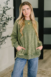 Safe and Secure Mineral Wash Pullover in Light Olive