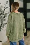 Safe and Secure Mineral Wash Pullover in Light Olive