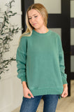 Talk Cozy to Me Stepped Hem Pullover in Dark Green