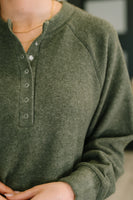 Urban Flux Scooped Hi-Low Long Pullover in Olive