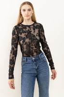 Ces Femme Floral Lace Mesh Bodysuit