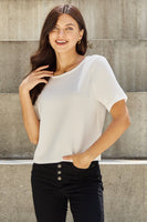 And The Why Pearly White Full Size Criss Cross Pearl Detail Open Back T-Shirt