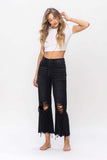 Vervet by Flying Monkey Vintage Ultra High Waist Distressed Crop Flare Jeans