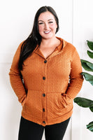 10.16 Cable Knit Hooded Cardigan In Burnt Orange