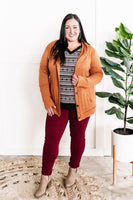 10.16 Cable Knit Hooded Cardigan In Burnt Orange