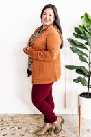 10.16 Cable Knit Hooded Cardigan In Burnt Orange