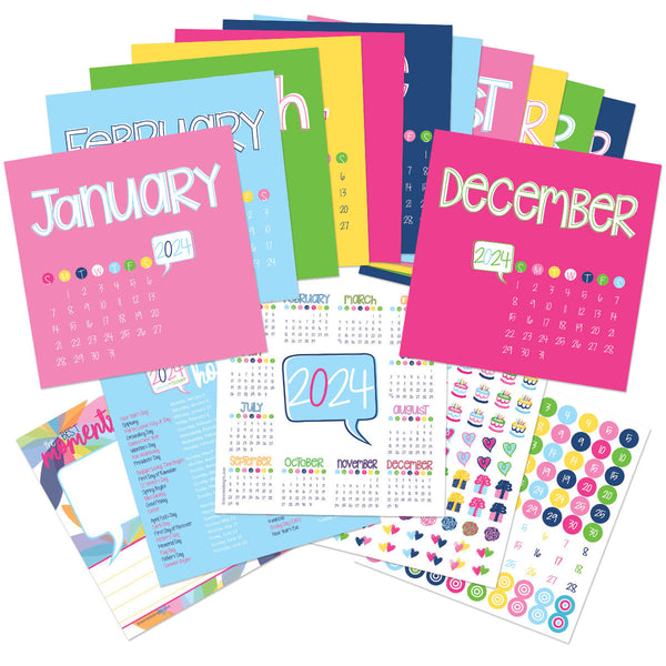 2024 Mini Monthly Desktop Calendars | Stickers Included