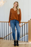 Enjoy This Moment V Neck Blouse In Toffee