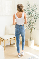 Hi-waisted Dandelion Embroidery Skinny