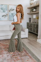 Olivia Control Top Release Hem Overalls in Olive